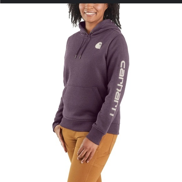 Carhartt Purple Relaxed Fit Midweight Logo Sleeve Graphic Hoodie Sweatshirt Xs